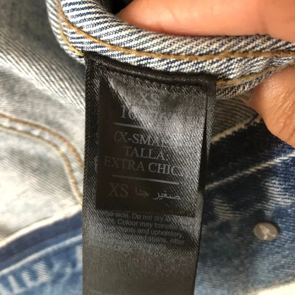 AllSaints Hay cropped denim jacket, blue, size XS